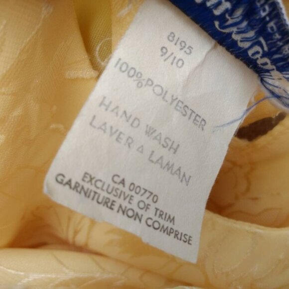 Vintage 80s Does 20s Yellow Drop Waist Dress Silky Bow Size 9/10 - Picture 10 of 11